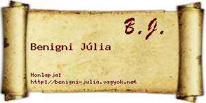 Benigni Júlia névjegykártya